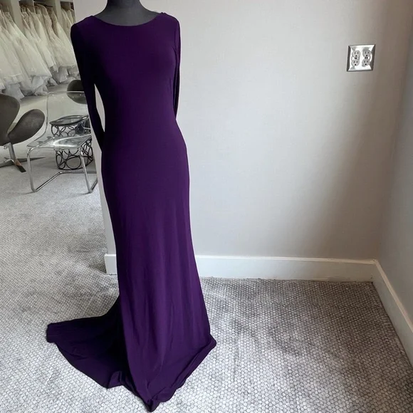 green emerald velvet dress Wholesale Plus Size V-Neck Maxi Dress Eggplant for Sale main image 1